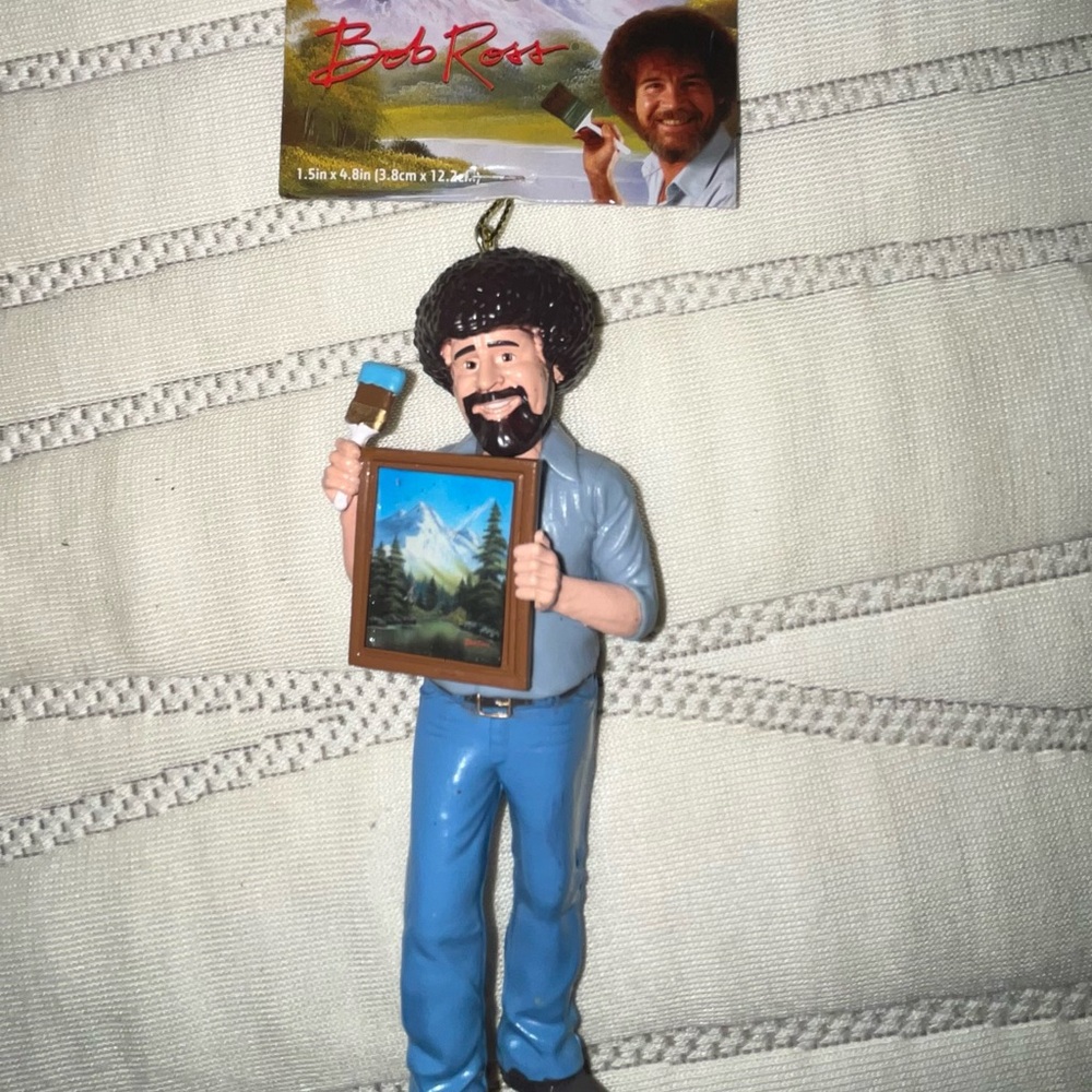 Kurt Adler Bob Ross Ornament with Blue and Brown Accents